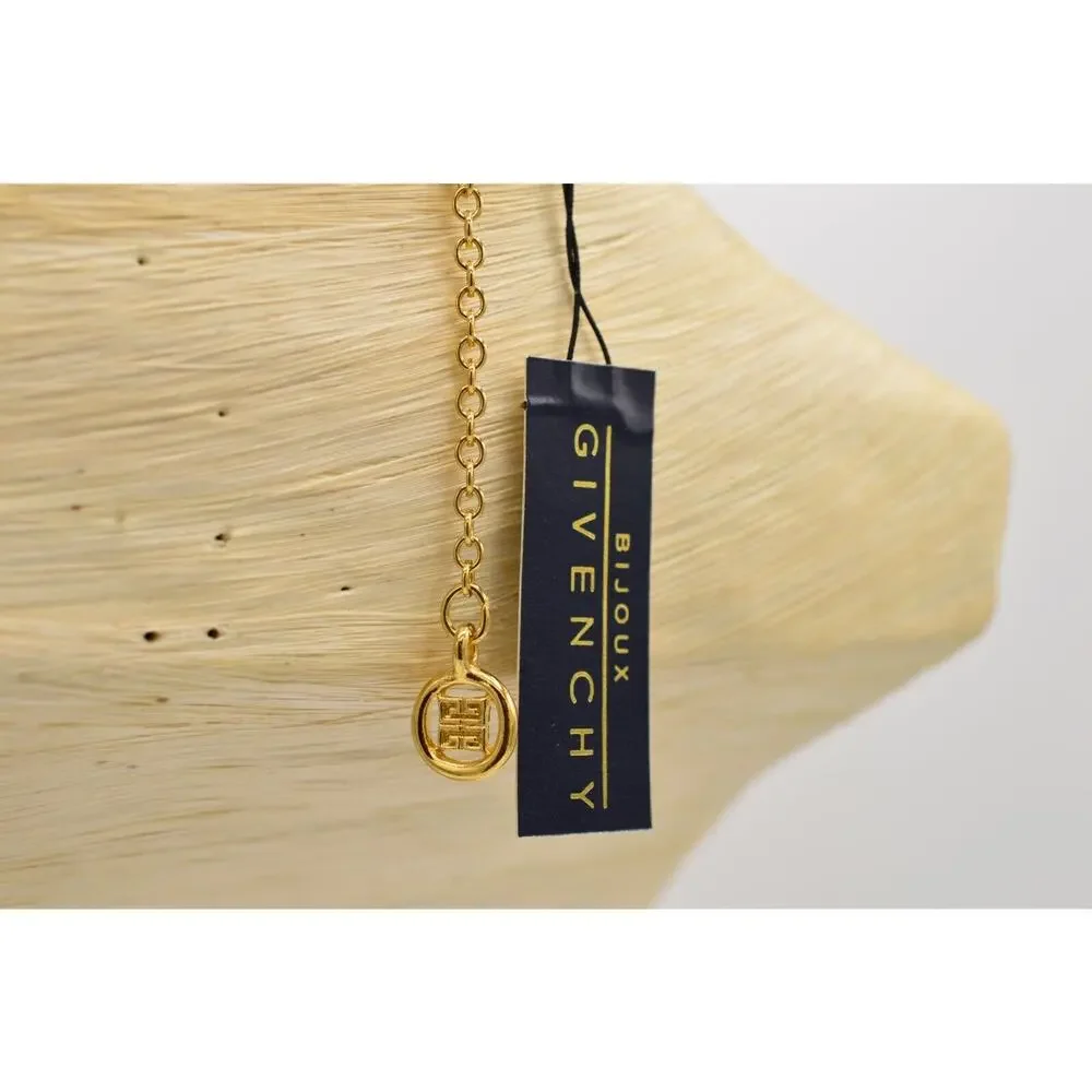 Givenchy Vintage Pave Crystal Heart Necklace Gold Collar Pendant Signed Bin3A